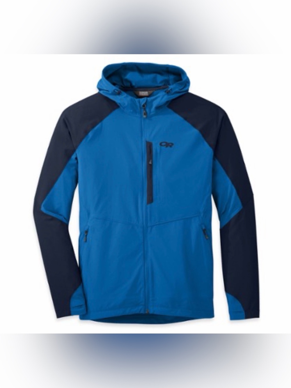 Outdoor Research Men’s Ferrosi Hooded Jacket Blue Softshell Stretch Hiking